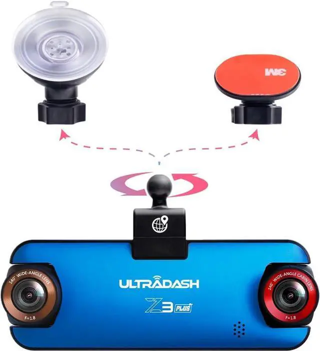 Alt view image 6 of 7 - UltraDash Z3+ Commercial Edition - Dual Lens Dash Cam for Rideshare Taxi Truck Ambulance Police Professional Drivers Wide Angle IR Lens Night Vision Infrared 2.7" LCD HDR Cabin Passenger