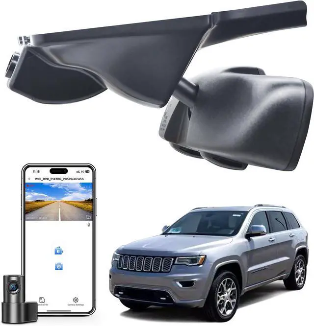 Main image of Front 4K & Rear 1080p Dash Cam Custom Fit for Jeep Grand Cherokee 2016 2017 2018 2019 2020 2021, WK 2022 (Model C), Laredo Laredo X Overland Summit Trackhawk, OEM Look, WiFi & App,128GB Card