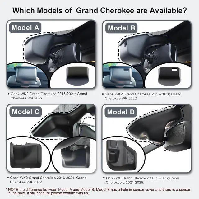 Alt view image 2 of 6 - Front 4K & Rear 1080p Dash Cam Custom Fit for Jeep Grand Cherokee 2016 2017 2018 2019 2020 2021, WK 2022 (Model C), Laredo Laredo X Overland Summit Trackhawk, OEM Look, WiFi & App,128GB Card