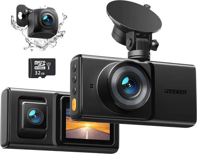 Main image of iZEEKER 3 Channel Dash Cam Front and Rear Inside, 2K Single, 1080P Triple Dash Camera for Cars with MicroSD Card, Infrared Night Vision for Taxi Driver, Accident Record, Loop Recording, Parking Mode