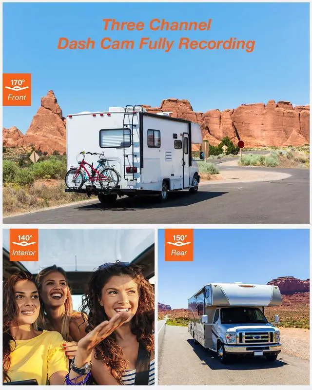 Alt view image 3 of 7 - iZEEKER 3 Channel Dash Cam Front and Rear Inside, 2K Single, 1080P Triple Dash Camera for Cars with MicroSD Card, Infrared Night Vision for Taxi Driver, Accident Record, Loop Recording, Parking Mode