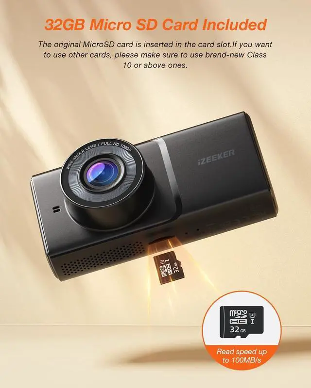 Alt view image 6 of 7 - iZEEKER 3 Channel Dash Cam Front and Rear Inside, 2K Single, 1080P Triple Dash Camera for Cars with MicroSD Card, Infrared Night Vision for Taxi Driver, Accident Record, Loop Recording, Parking Mode