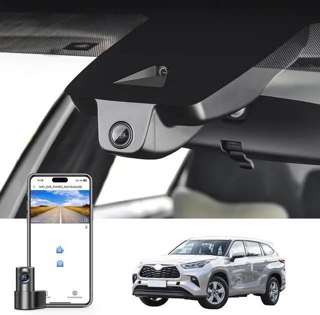 Main image of Front 4K & Rear 1080p Dash Cam Custom fit for Toyota Highlander& Hybrid Gen4 UX70 2020 2021 2022 2023 2024 2025 (Model A), XLE XSE Limited Platinum, Integrated OEM Look, App & WiFi, 128GB Card
