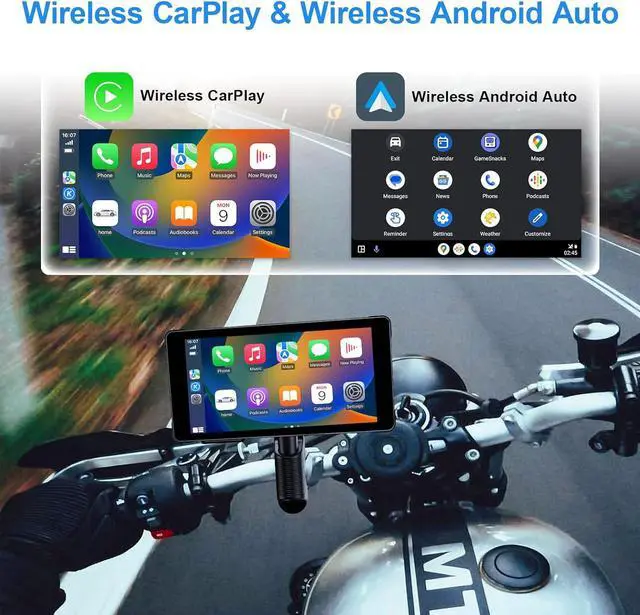 Alt view image 2 of 7 - Motorcycle Dash Cam, Motorcycle Carplay/Android Auto 5.5" Waterproof Touch Screen, Motorbike GPS Navigation System, Digital Display Wire Remote Control, Siri/Google Assistant, 128G SD Card