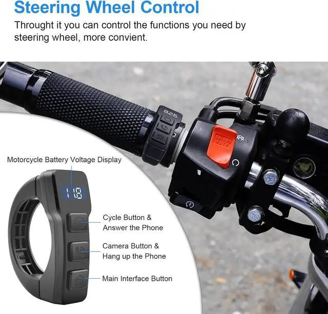 Alt view image 4 of 7 - Motorcycle Dash Cam, Motorcycle Carplay/Android Auto 5.5" Waterproof Touch Screen, Motorbike GPS Navigation System, Digital Display Wire Remote Control, Siri/Google Assistant, 128G SD Card