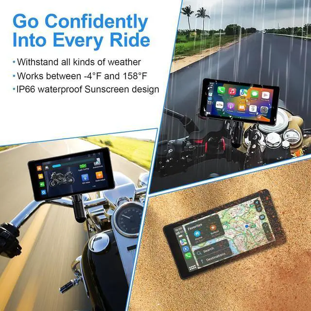 Alt view image 5 of 7 - Motorcycle Dash Cam, Motorcycle Carplay/Android Auto 5.5" Waterproof Touch Screen, Motorbike GPS Navigation System, Digital Display Wire Remote Control, Siri/Google Assistant, 128G SD Card