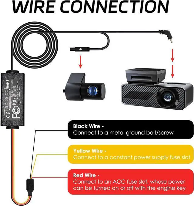 Alt view image 4 of 6 - Pelsee Dash Cam Hardwire Kit, Full Set Hard Wire Kit Fuse for P1 Duo Dash Cam Only, 12V-24V to 5V Car Dash Camera Charger Power Cord, 4 Fuse Cable and Installation Tool