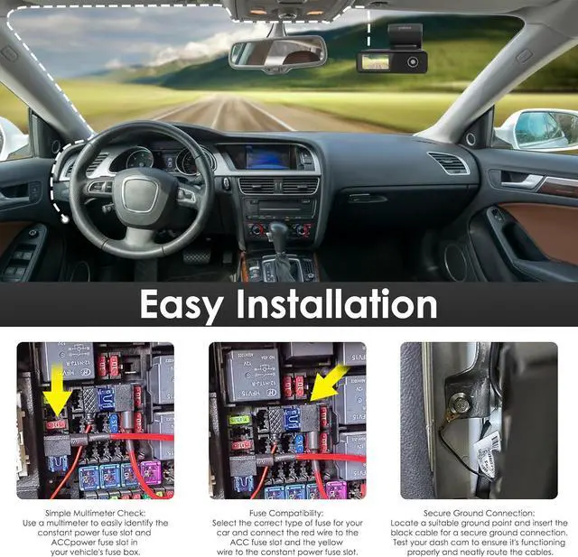 Alt view image 5 of 6 - Pelsee Dash Cam Hardwire Kit, Full Set Hard Wire Kit Fuse for P1 Duo Dash Cam Only, 12V-24V to 5V Car Dash Camera Charger Power Cord, 4 Fuse Cable and Installation Tool