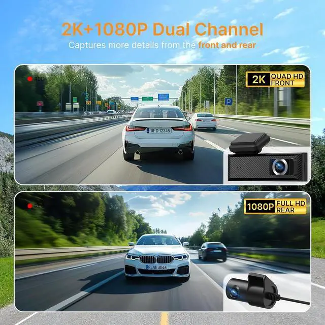 Alt view image 2 of 7 - Miofive Dash Cam Mini 2, 2K+1080P FHD, Built-in Wi-Fi GPS Smart Dash Camera for Cars, 125° Wide-Angle FOV, HDR, Night Vision, G-Sensor, iOS/Android App, Loop Recording, Parking Monitor, Time-Lapse