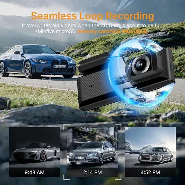 Alt view image 6 of 7 - Miofive Dash Cam Mini 2, 2K+1080P FHD, Built-in Wi-Fi GPS Smart Dash Camera for Cars, 125° Wide-Angle FOV, HDR, Night Vision, G-Sensor, iOS/Android App, Loop Recording, Parking Monitor, Time-Lapse