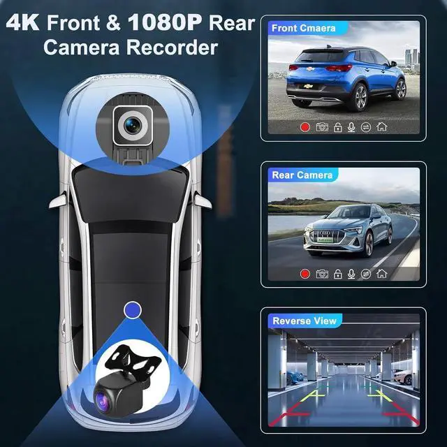 Alt view image 4 of 7 - 9" Portable Carplay Screen for Car, Wireless Apple Carplay & Android Auto Touch Screen with 4K Dash Cam & 1080P Backup Camer, Car Play with GPS Navigation,Voice Control,Mirror Link,Bluetooth