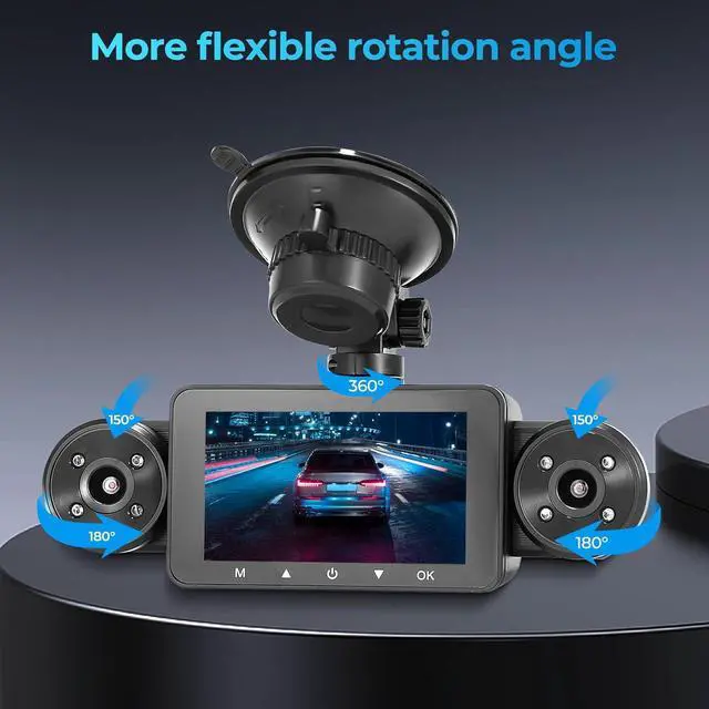 Alt view image 2 of 7 - 4 Channel Dash Cam 360° View, Include Front & Rear Left Right Camera Support 4 Way Recording, 32GB Card, 3 IPS Screen/Night Vision/WDR/24H Parking/G-Sensor2G/4G/8G / 3 Split Screen