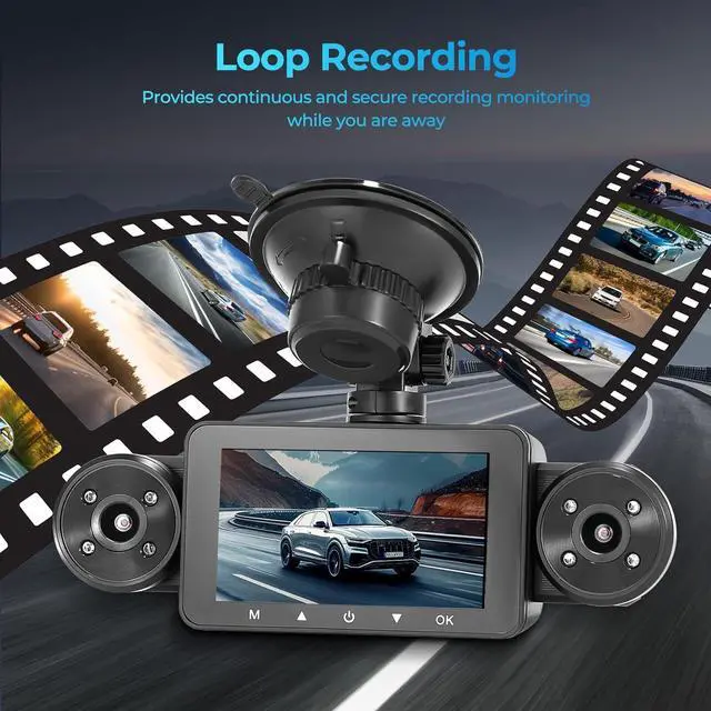 Alt view image 6 of 7 - 4 Channel Dash Cam 360° View, Include Front & Rear Left Right Camera Support 4 Way Recording, 32GB Card, 3 IPS Screen/Night Vision/WDR/24H Parking/G-Sensor2G/4G/8G / 3 Split Screen