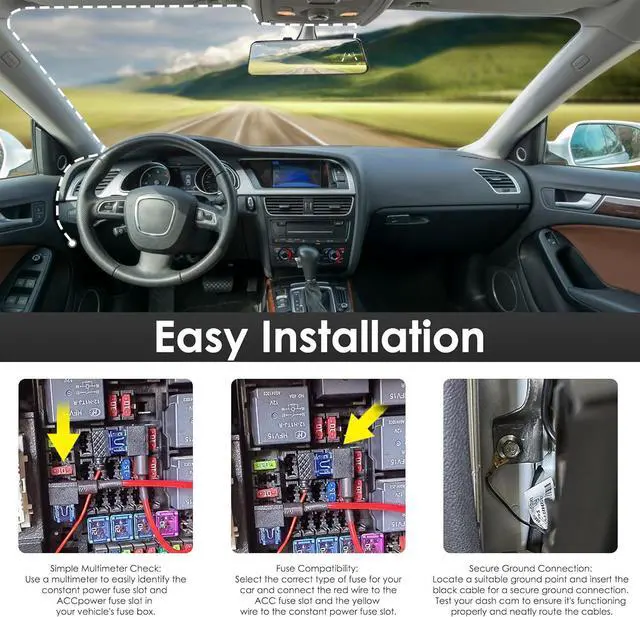 Alt view image 5 of 6 - Pelsee Dash Cam Hardwire Kit, Type-C Full Set Hard Wire Kit Fuse, 12V-24V to 5V Dash Camera Car Charger Cable Kit, Low Voltage Protection, LED Indicator, Double-4 Fuse Cable and Installation Tool