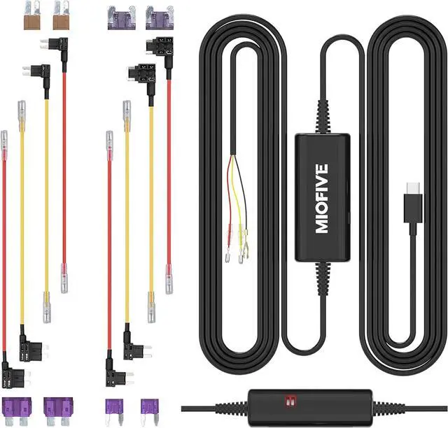 Main image of Miofive USB Type-C Hardwire Kit Only for Miofive S1 & Mini Series and Mirror 1 Dash Cam, Activate Parking Mode and Low Voltage Protection, 11.5 ft / 350 cm (Need Purchase Separately)