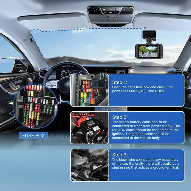 Alt view image 6 of 7 - Miofive USB Type-C Hardwire Kit Only for Miofive S1 & Mini Series and Mirror 1 Dash Cam, Activate Parking Mode and Low Voltage Protection, 11.5 ft / 350 cm (Need Purchase Separately)
