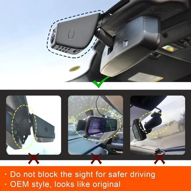 Alt view image 3 of 7 - Front 4K & Rear 1080p Dash Cam Custom fit for Ford Expedtion/Expedtion MAX 2018-2025, XLT Limited Timberline King Ranch Platinum, Integrated OEM Look, UHD 2160P Video, App & WiFi, 128GB Card