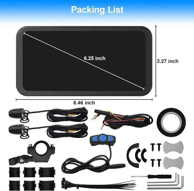 Alt view image 7 of 7 - Motorcycle Dash Cam, Motorcycle Apple Carplay & Android Auto GPS Navigation for Motorbike, 6.25" IPS Waterproof Touchscreen, Dual HD 1080P Cameras, Support, Siri, Google Assistant, SD-128GB