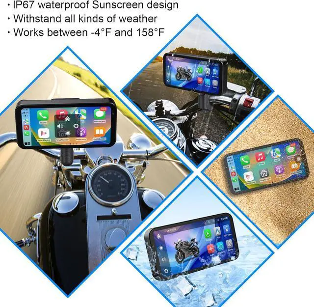 Alt view image 6 of 7 - Motorcycle Dash Cam, Motorcycle Apple Carplay & Android Auto GPS Navigation for Motorbike, 6.25" IPS Waterproof Touchscreen, Dual HD 1080P Cameras, Support, Siri, Google Assistant, SD-128GB