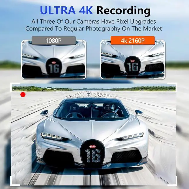 Alt view image 3 of 7 - Dash Cam Front and Rear, 3.69 IPS Display Car Camera, 4K UHD +1080P Dual Dash, 64GB SD Card, Wi-Fi & App Control, Built-in GPS, Night Vision, 24H Parking Mode, Loop RecordingG-Sensor