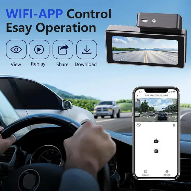 Alt view image 5 of 7 - Dash Cam Front and Rear, 3.69 IPS Display Car Camera, 4K UHD +1080P Dual Dash, 64GB SD Card, Wi-Fi & App Control, Built-in GPS, Night Vision, 24H Parking Mode, Loop RecordingG-Sensor