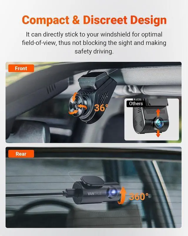 Alt view image 7 of 7 - Vantrue S1 Pro Dual Dash Cam Front and Rear, 1440P/60FPS Dash Camera w/2.7K, STARVIS 2, HDR Night Vision, 5G WiFi, Optional Remote Live View, GPS, Voice Control,24/7 Parking Mode, Support 512GB Max