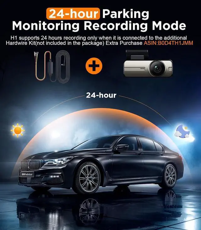 Alt view image 4 of 7 - Dash Cam Front, WiFi FHD 1080P Car Camera with 32G SD Card, Mini Dash cam for Cars with Night Vision, WDR, 160° Wide Angle, Loop Recording, G-Sensor, APP, 24 Hours Parking Mode Supports