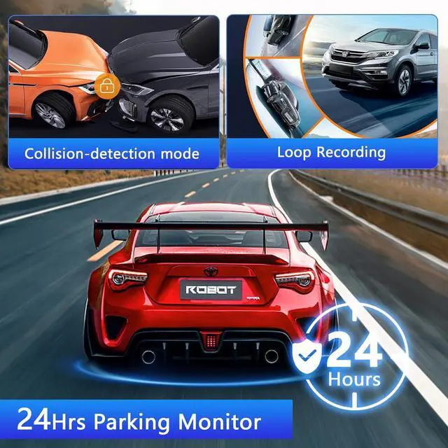 Alt view image 7 of 7 - Dash Cam Front and Rear, 3.69 IPS Display Car Camera, 4K UHD +1080P Dual Dash, 64GB SD Card, Wi-Fi & App Control, Built-in GPS, Night Vision, 24H Parking Mode, Loop RecordingG-Sensor