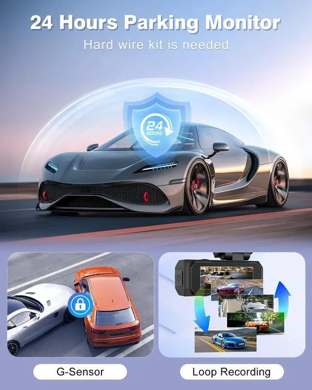 Alt view image 6 of 7 - 4K Dash Cam Front and Rear, Otovoda WiFi Dash Camera for Cars with App, UHD 2160P Night Vision, 2.99" IPS Screen, Dashcam with 64GB Card, 24H Parking Mode, WDR