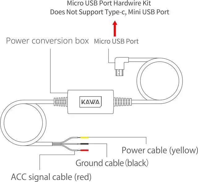 Alt view image 4 of 7 - KAWA Dash Cam Hardwire Kit, Compatible with D6 / D5 Dash Cam