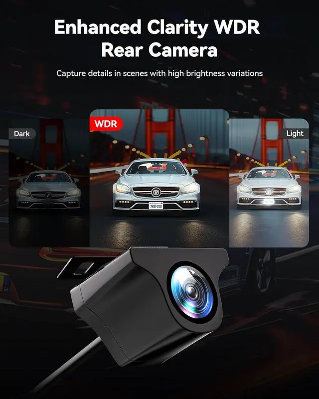 Alt view image 6 of 7 - REDTIGER 4K HDR Dash Cam Front and Rear, STARVIS 2 Sensor, 5.8GHz WiFi APP, 3.18" Touchscreen, Voice Control, 128G Card Included, WDR, Dash Camera for Cars with GPS, 24H Parking Mode(F7N Elite)