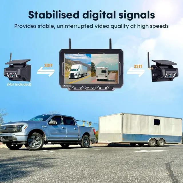 Alt view image 4 of 7 - Magnetic Solar Wireless Backup Camera: 7" Portable 1 Min Easy Install Scratch-Proof No Delay Backup Camera for Truck Rechargeable HD 1080P for Trailer Small RV Camper Pemacom P15
