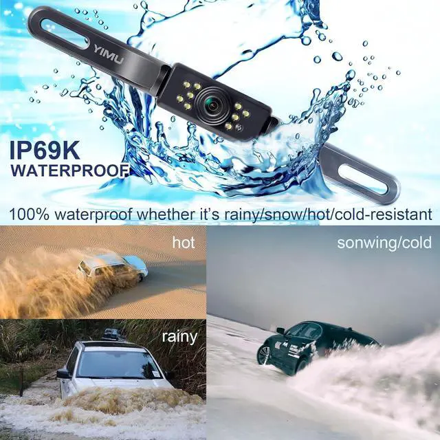 Alt view image 4 of 7 - YIMU Car Backup Camera, License Plate Camera with 7 LED Lights Rear Camera, HD Night Vision Rear View Camera,Wide View Angle, IP69K Waterproof Reverse Vehicle Camera for Cars,SUV,Trucks,RV, Pickup