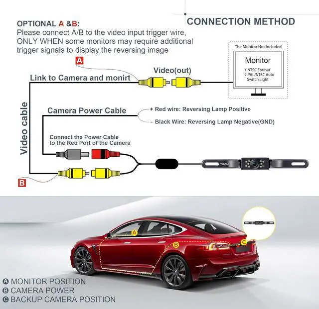 Alt view image 6 of 7 - YIMU Car Backup Camera, License Plate Camera with 7 LED Lights Rear Camera, HD Night Vision Rear View Camera,Wide View Angle, IP69K Waterproof Reverse Vehicle Camera for Cars,SUV,Trucks,RV, Pickup