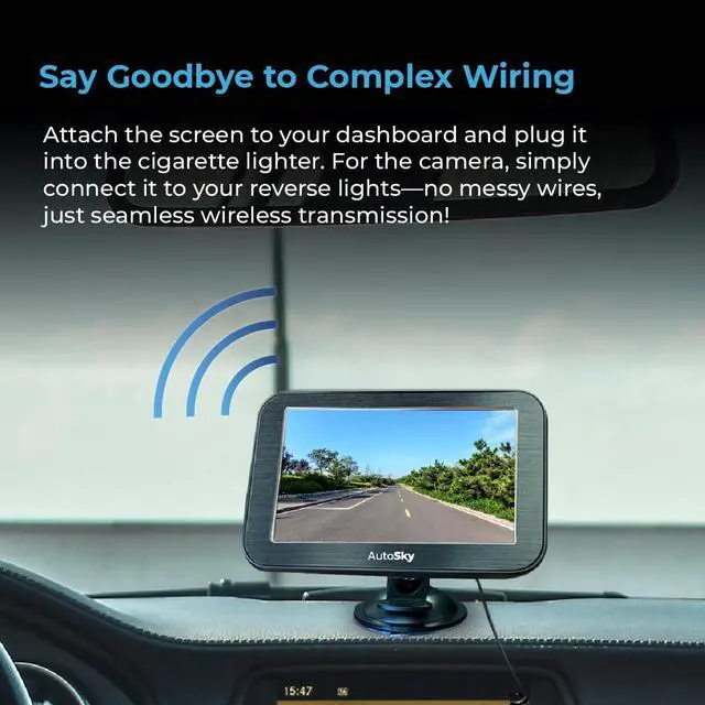 Alt view image 2 of 6 - Wireless Back UP Camera for CAR -Easy Set UP - HD 5" INCHES Monitor, Waterproof & Night Vision Wireless Backup Camera for Trucks, Car, SUV, RV