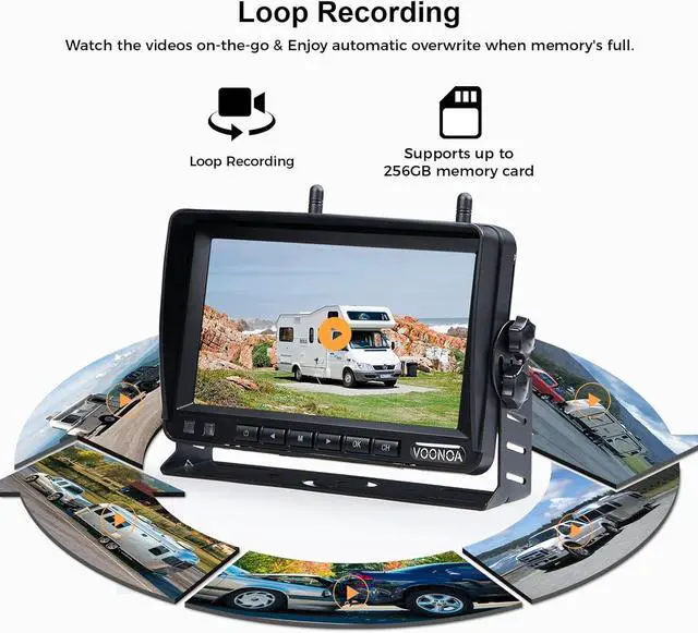 Alt view image 6 of 7 - Wireless Magnetic Backup Camera, 9600mAh Battery Powered Rechargeable Waterproof HD Solar Back Up Rear View Bluetooth Hitch Camera with 7 Inch 1080P Monitor System for Car Truck Trailer RV VN003