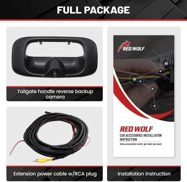 Alt view image 7 of 7 - RED WOLF Tailgate Handle Backup Camera Fit for 1999-2006 Chevrolet Chevy Silverado/GMC Sierra 1500 2500 3500HD Pickups Reverse Rear View Backup Camera, Waterproof Guideline w/12V Power Cable RCA Plug