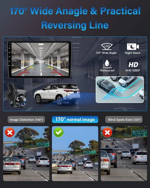 Alt view image 4 of 7 - AHD 1080P Backup Camera 360°Rotatable Back up Camera for Cars Reverse Camera for Truck Super Night Vision IP69K Waterproof Rear/Front/Side View Camera w 170° Wide Angle Reverse Line, No Drilling