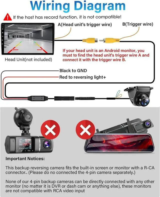 Alt view image 7 of 7 - AHD 1080P Backup Camera 360°Rotatable Back up Camera for Cars Reverse Camera for Truck Super Night Vision IP69K Waterproof Rear/Front/Side View Camera w 170° Wide Angle Reverse Line, No Drilling