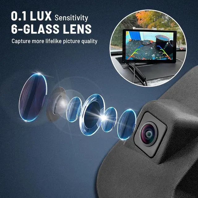 Alt view image 3 of 6 - RED WOLF Tailgate Handle Reverse Backup Camera Fit for 2007-2014 Chevrolet Silverado GMC Sierra 1500 2500 HD IP68 Waterproof 150° View Angle Rear View Camera with Key Hole Replaces OE Number 22755305