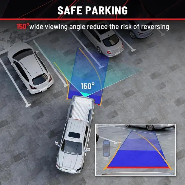 Alt view image 4 of 6 - RED WOLF Tailgate Handle Reverse Backup Camera Fit for 2007-2014 Chevrolet Silverado GMC Sierra 1500 2500 HD IP68 Waterproof 150° View Angle Rear View Camera with Key Hole Replaces OE Number 22755305