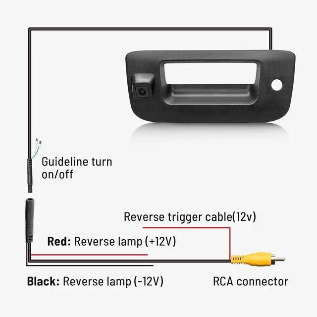 Alt view image 6 of 6 - RED WOLF Tailgate Handle Reverse Backup Camera Fit for 2007-2014 Chevrolet Silverado GMC Sierra 1500 2500 HD IP68 Waterproof 150° View Angle Rear View Camera with Key Hole Replaces OE Number 22755305