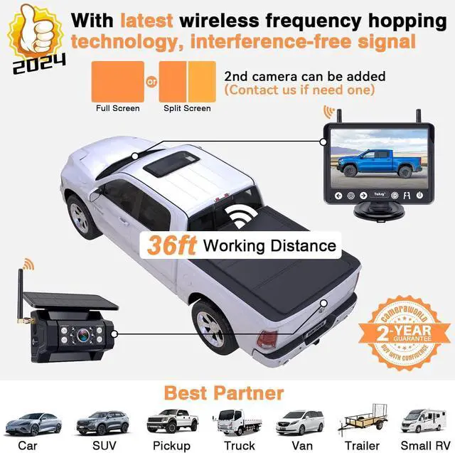 Alt view image 4 of 7 - Wireless Backup Camera Magnetic for Truck: 1 Minute Easy Install HD 1080P Rear View Camera Solar - Portable Rechargeable 5 Inch Monitor System for Car Truck SUV RV Trailer Camper Y02