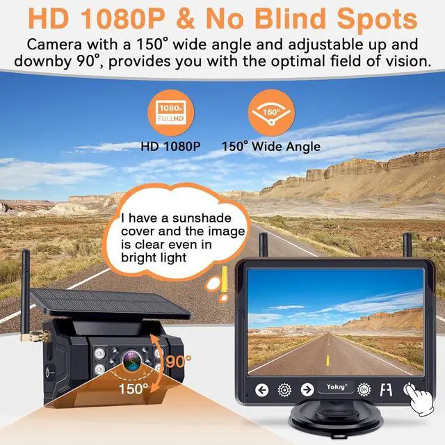 Alt view image 6 of 7 - Wireless Backup Camera Magnetic for Truck: 1 Minute Easy Install HD 1080P Rear View Camera Solar - Portable Rechargeable 5 Inch Monitor System for Car Truck SUV RV Trailer Camper Y02