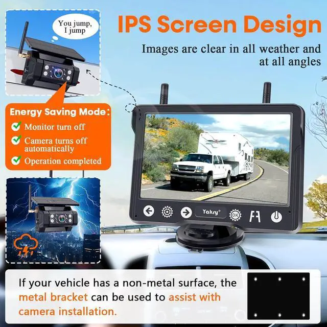 Alt view image 7 of 7 - Wireless Backup Camera Magnetic for Truck: 1 Minute Easy Install HD 1080P Rear View Camera Solar - Portable Rechargeable 5 Inch Monitor System for Car Truck SUV RV Trailer Camper Y02