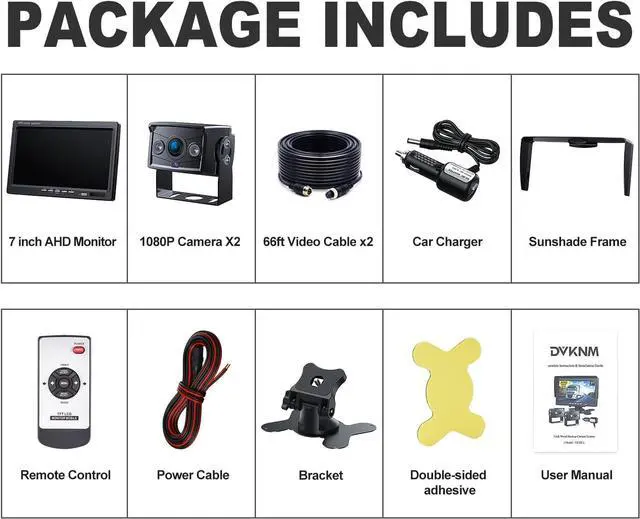 Alt view image 6 of 7 - Upgrade Dual Backup Camera Monitor Kit 7" HD 1080P Monitor IP69 Waterproof Rearview Reversing Rear View Camera for Truck Trailer Semi-Trailer Box Truck RV Pickup Truck Easy Installation (TZ102)