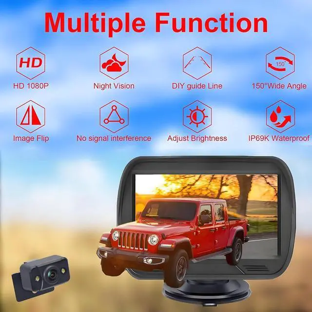 Alt view image 4 of 5 - YIMU Car Backup Camera for car with Monitor,Night Vision, DIY Guide Lines, IP69K Waterproof, Front/Reverse Camera with Two Beackets for Easy Install for Trucks, SUVs and Pickups K43 (4.3inch K4303)