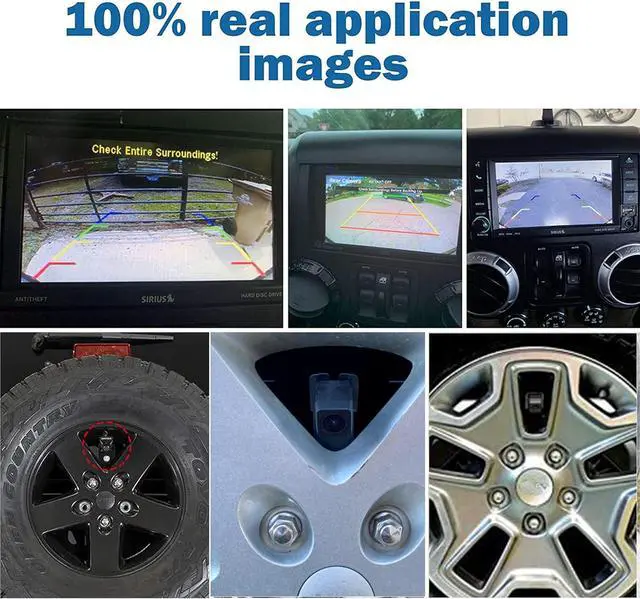 Alt view image 3 of 7 - RED WOLF Spare Tire Rear View Backup Camera for Jeep Wrangler JK 2007-2018, Sahara JK 2010-2018 Truck Reverse View Camera Waterproof with Factory Radio RCA Uconnect Plug Adapter