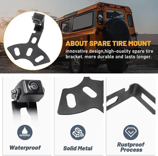 Alt view image 4 of 7 - RED WOLF Spare Tire Rear View Backup Camera for Jeep Wrangler JK 2007-2018, Sahara JK 2010-2018 Truck Reverse View Camera Waterproof with Factory Radio RCA Uconnect Plug Adapter