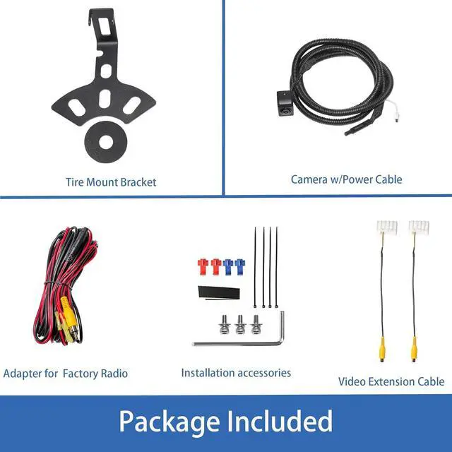 Alt view image 7 of 7 - RED WOLF Spare Tire Rear View Backup Camera for Jeep Wrangler JK 2007-2018, Sahara JK 2010-2018 Truck Reverse View Camera Waterproof with Factory Radio RCA Uconnect Plug Adapter